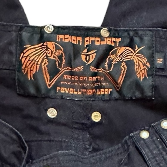 INDIAN PROJECT Mens' Black Casual Cargo Shorts Size M Emo Goth Skater Biker Punk - Picture 4 of 6